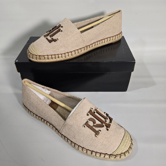 Lauren Ralph Lauren Shoes - Lauren Ralph Lauren Cameryn Canvas & Leather Espadrilles Flats Logo 8.5 NIB